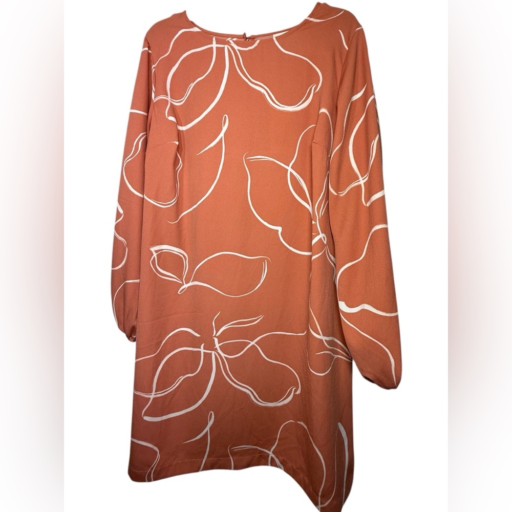 A New Day Women's Puff Sleeve Coral Floral Print Dress